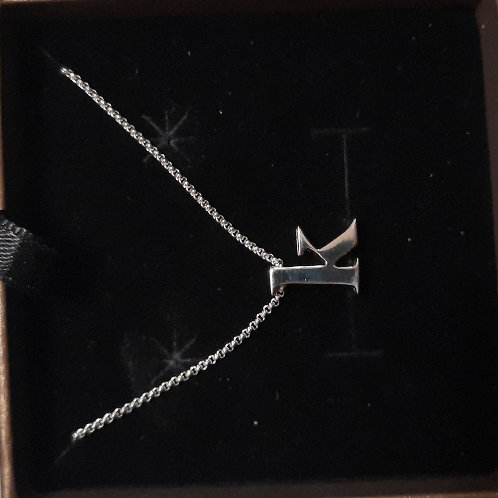925 silver k initial necklace